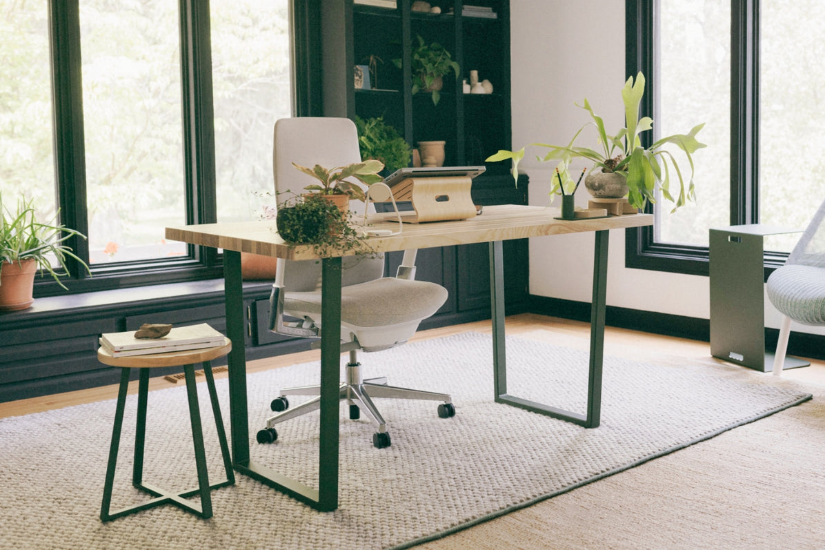 Elements Wood Desk - Desert Rose in lifestyle shot